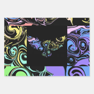Abstract colorful swirls wrapping paper sheet