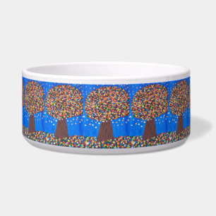 Abstract Colorful Tree Ceramic Pet Bowl