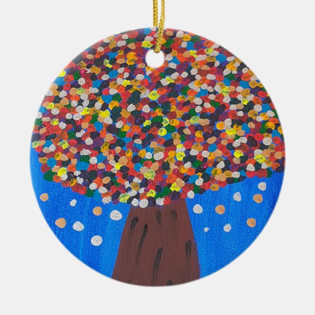 Abstract Colorful Tree  Ceramic Tree Decoration (Front)