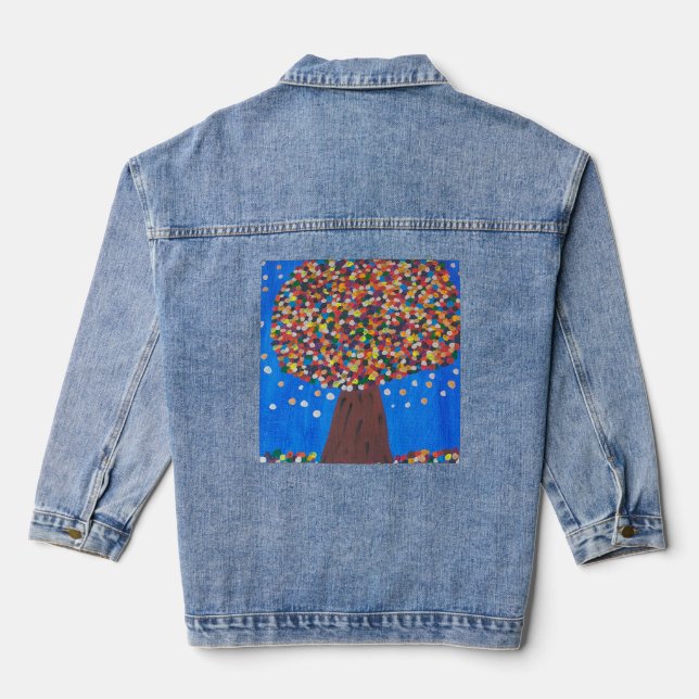 Abstract Colorful Tree Denim Jacket (Back)