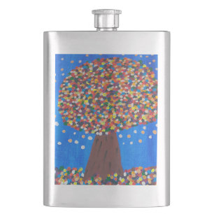 Abstract Colorful Tree Hip Flask