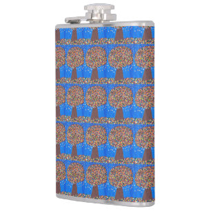 Abstract Colorful Tree Hip Flask