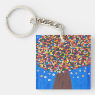 Abstract Colorful Tree  Key Ring