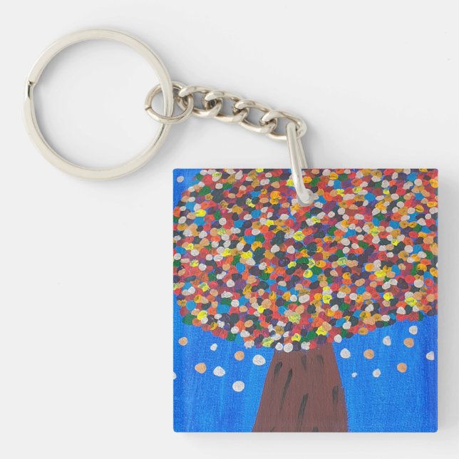 Abstract Colorful Tree  Key Ring (Front)