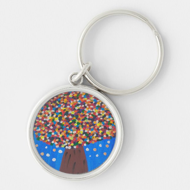 Abstract Colorful Tree  Key Ring (Front)
