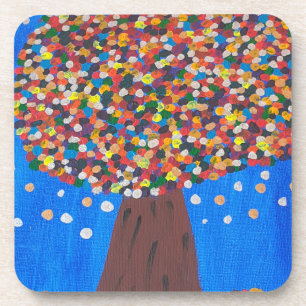 Abstract Colorful Tree Plastic Coaster