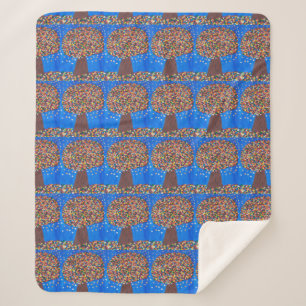 Abstract Colorful Tree Sherpa Blanket