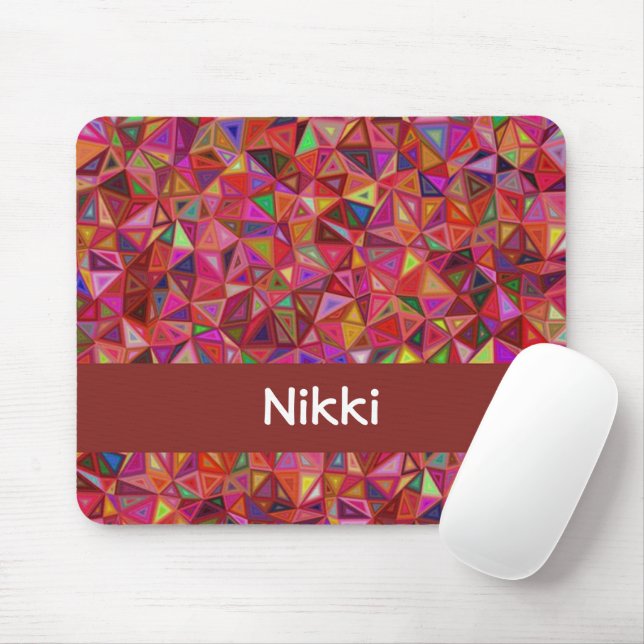 Abstract colorful triangles on mouse mat (With Mouse)