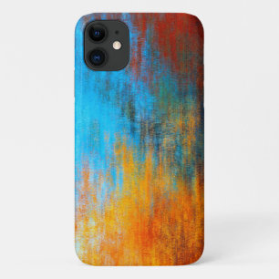 Abstract colorful turquoise blue, orange and red iPhone 11 case