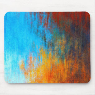 Abstract colorful turquoise blue, orange and red mouse mat