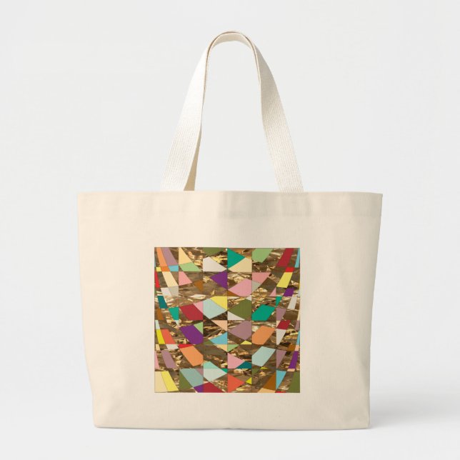 Abstract Colors Gold Foil Large Tote Bag (Front)