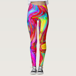 Abstract Colour Blast Pattern Leggings