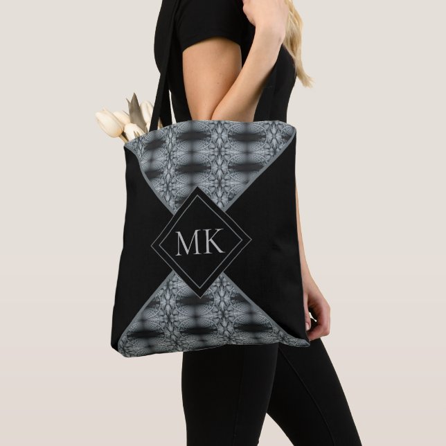 Abstract Colour-block Monogrammed Tote Bag (Close Up)