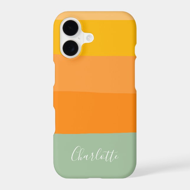 Abstract Colour Block Stripes Orange Mint Name  (Back)