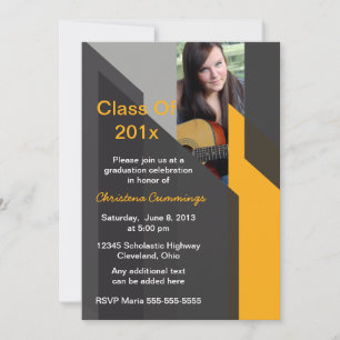 Abstract Colour Blocked Photo Graduation Invitatio Invitation