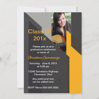 Abstract Colour Blocked Photo Graduation Invitatio Invitation