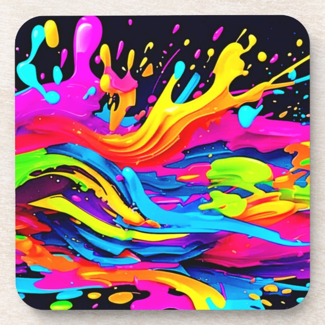 Abstract Colour Burst Art Coaster (Front)