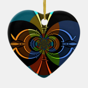 Abstract Colour Burst Art Print Ceramic Tree Decoration