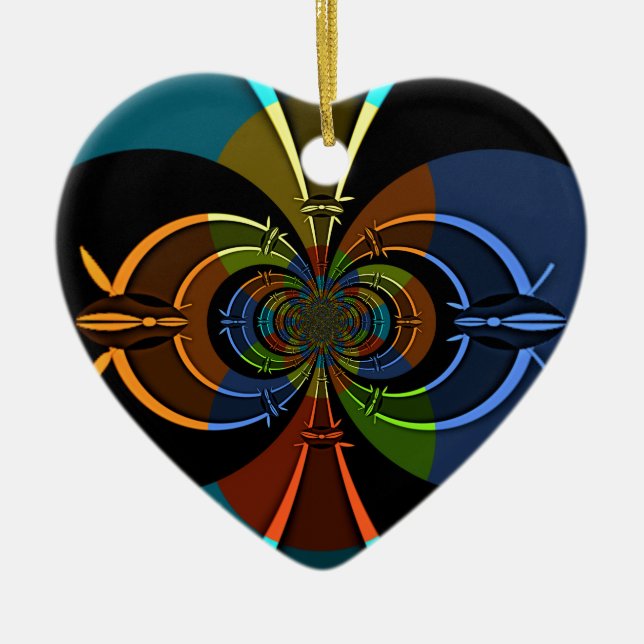 Abstract Colour Burst Art Print Ceramic Tree Decoration (Front)