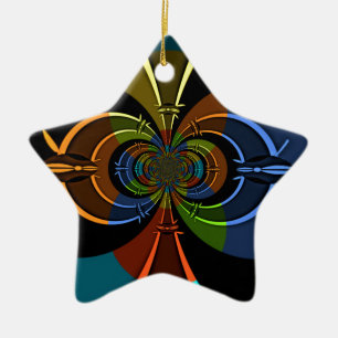 Abstract Colour Burst Art Print Ceramic Tree Decoration