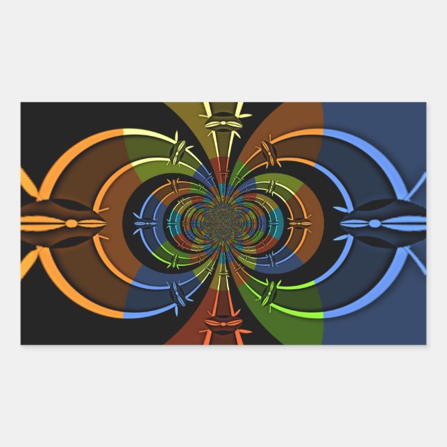 Abstract Colour Burst Art Print Rectangular Sticker (Front)