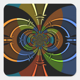 Abstract Colour Burst Art Print Square Sticker