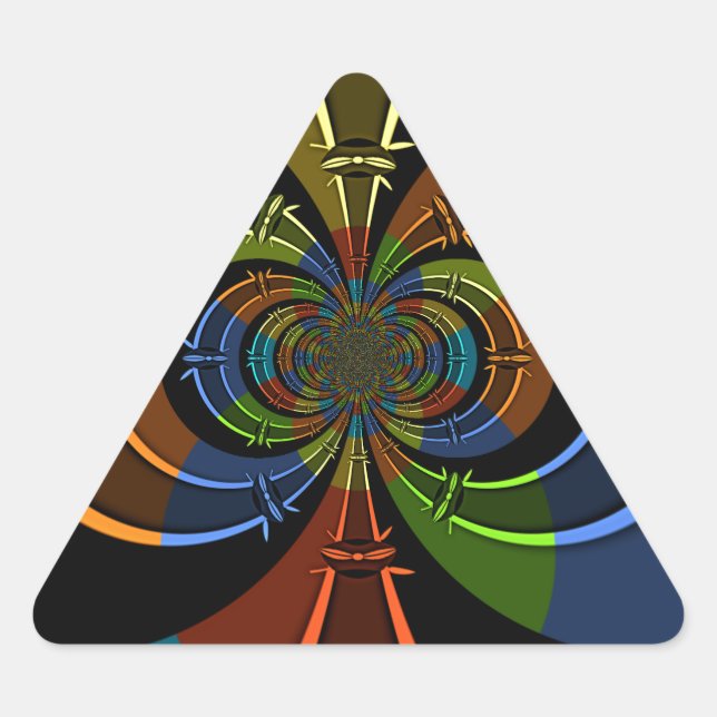 Abstract Colour Burst Art Print Triangle Sticker (Front)