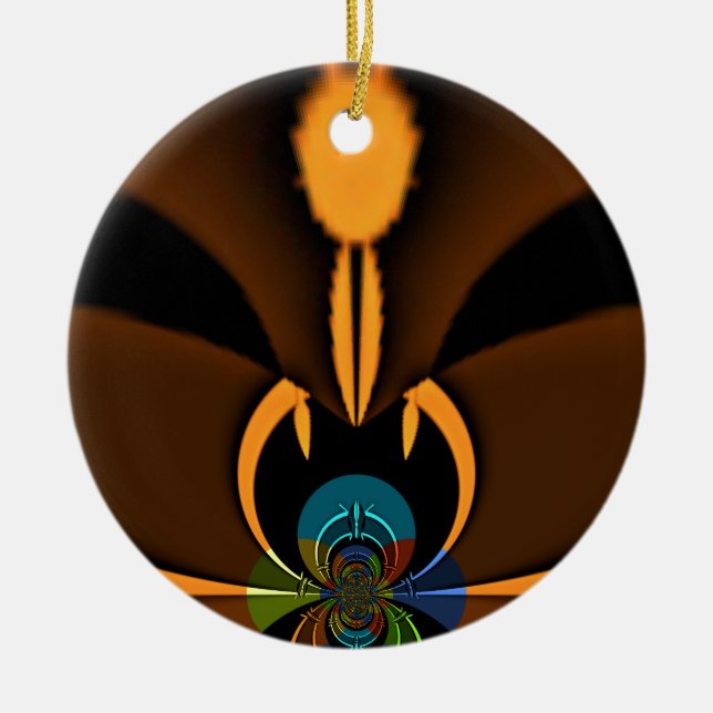 Abstract Colour Contrast Art Print Ceramic Tree Decoration (Front)