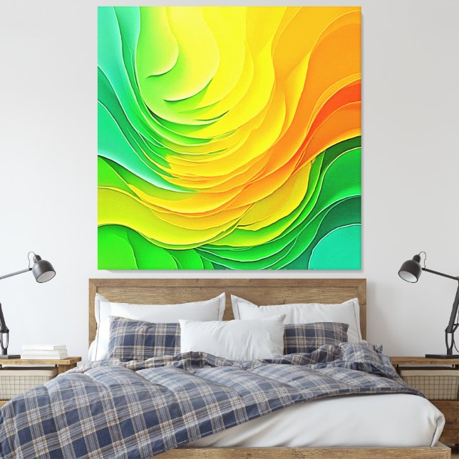 Abstract Colour Energy Flow Design Canvas Print (Insitu(Bedroom))