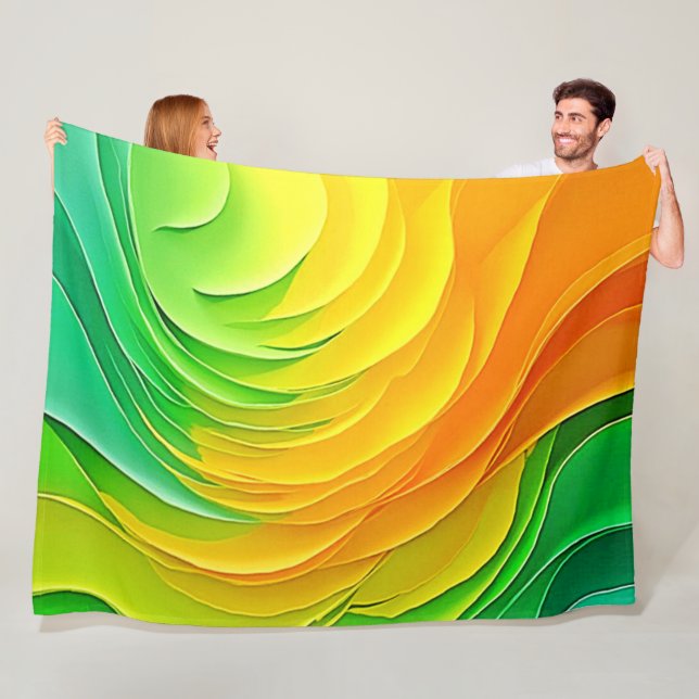 Abstract Colour Energy Flow Design Fleece Blanket (In Situ)