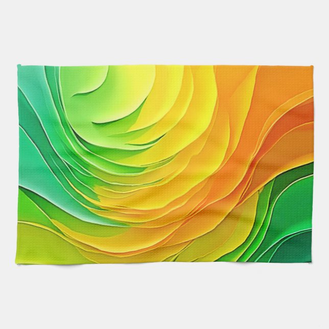 Abstract Colour Energy Flow Design Tea Towel (Horizontal)