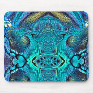 Abstract Colour Explosion Aqua Blue Gold Mouse Mat