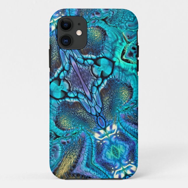 Abstract Colour Explosion Aqua Blue Teal Gold Case-Mate iPhone Case (Back)