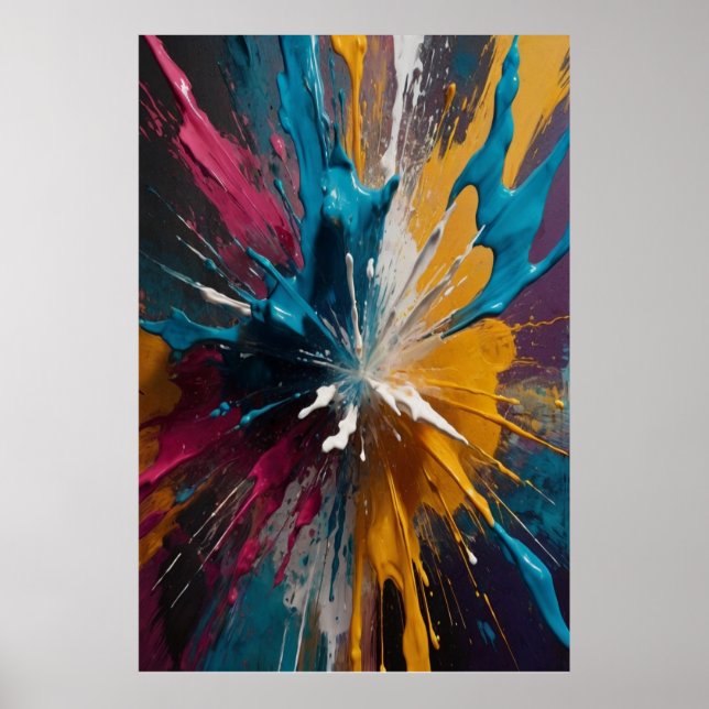Abstract Colour Explosion Canvas Bold Vibrant Wall Poster (Front)