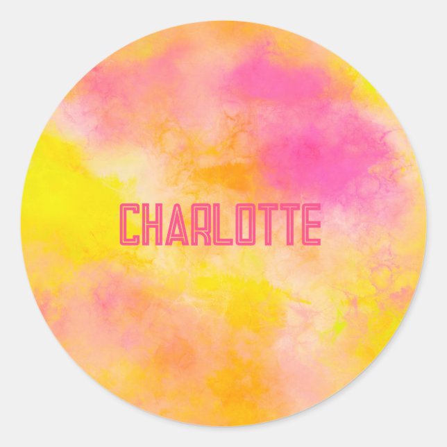Abstract Colour Gradient Luminous Joy Name  Classic Round Sticker (Front)