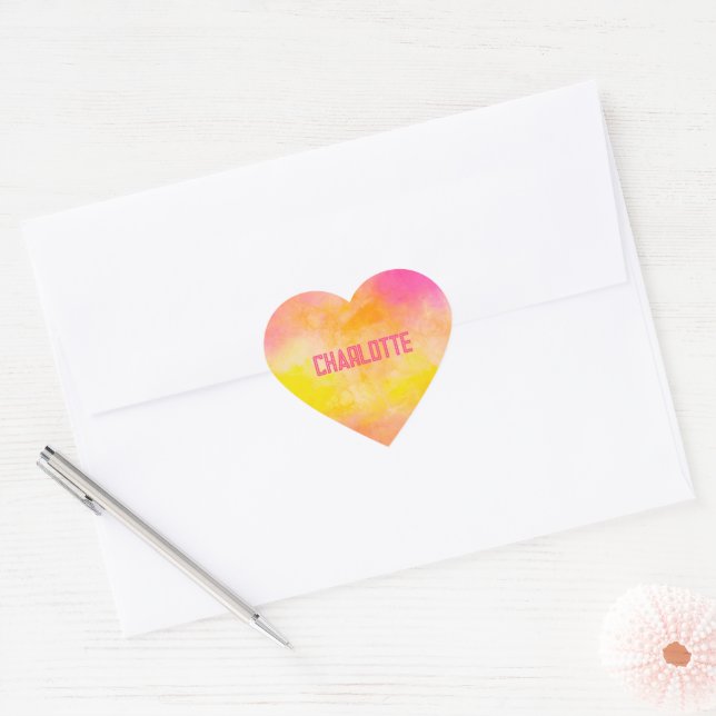 Abstract Colour Gradient Luminous Joy Name  Heart Sticker (Envelope)