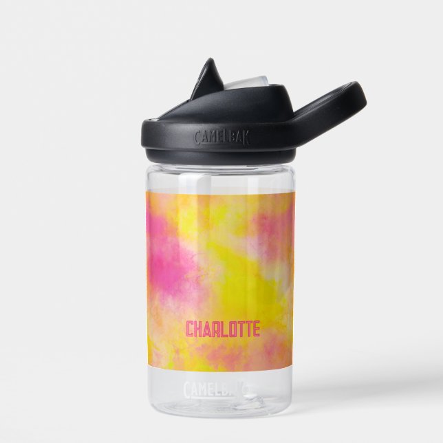 Abstract Colour Gradient Luminous Joy Personalised Water Bottle (Left)