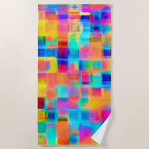 Abstract Colour Grid Beach Towel