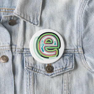 Abstract Colour Letter E 7.5 Cm Round Badge