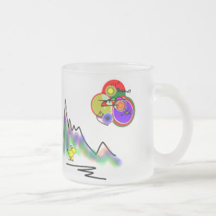 abstract colour moon frosted glass coffee mug