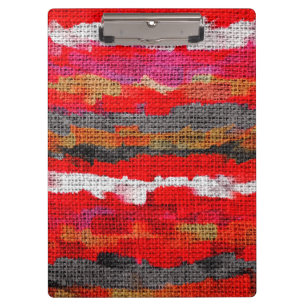 Abstract Colour Paint Brush Rustic Burlap #12 Clipboard