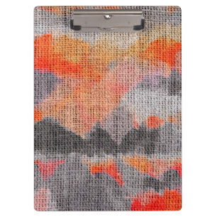 Abstract Colour Paint Brush Rustic Burlap #18 Clipboard