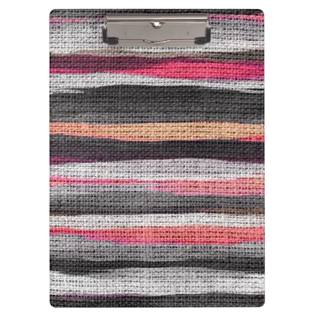 Abstract Colour Paint Brush Rustic Burlap #22 Clipboard (Front)