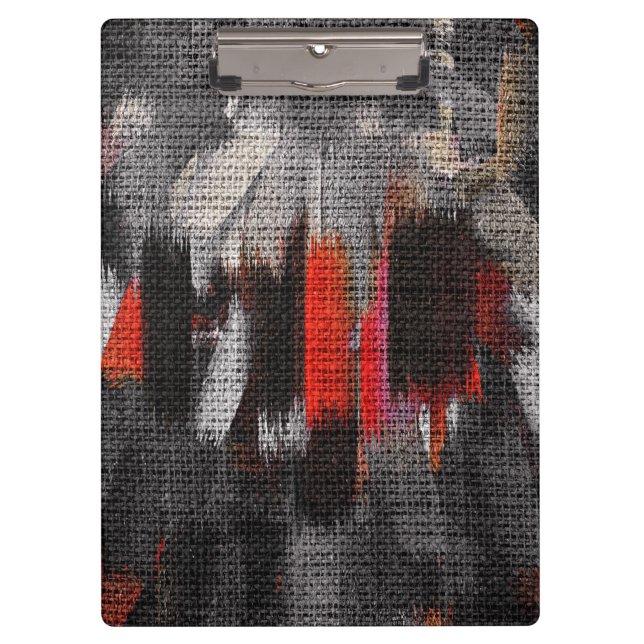 Abstract Colour Paint Brush Rustic Burlap #5 Clipboard (Front)