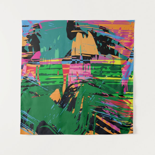 Abstract colour pattern in graffiti style quality  tapestry (Front)