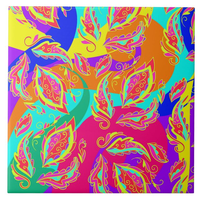 abstract,colour,pattern, indian,mandala,pink, tile (Front)
