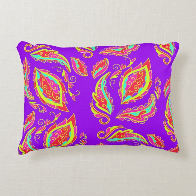 abstract,colour,pattern, indian,mandala,purple decorative cushion (Front)
