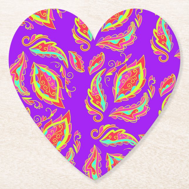 abstract,colour,pattern, indian,mandala,purple paper coaster (Front)