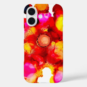Abstract colour red and pink iPhone 16 case