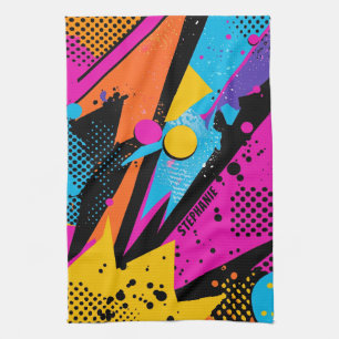 Abstract Colour Splash in Retro Comic Style (1) Tea Towel